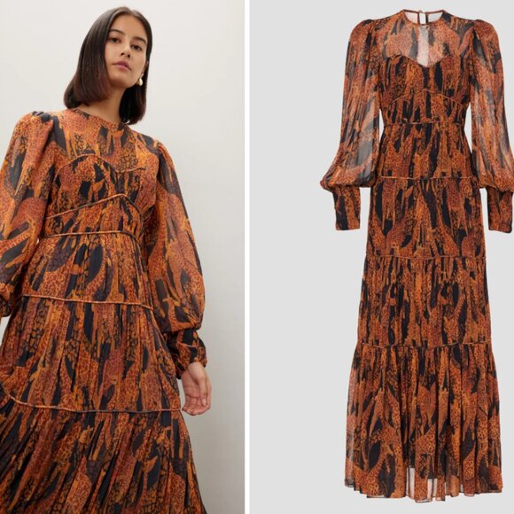 FARM Rio Orange and Black Maxi Dress - Picture 1 of 8